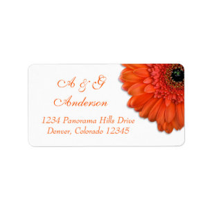 Orange Gerbera Daisy White Wedding Address Labels