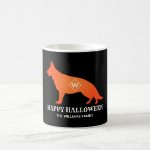 Orange German Shepherd Happy Halloween Family Name Coffee Mug