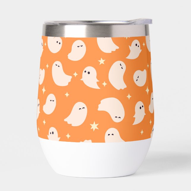 Orange Ghost Doodle Pattern (Left)