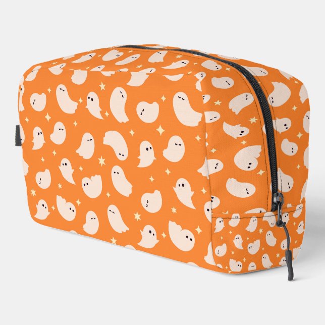 Orange Ghost Doodle Pattern Dopp Kit (Right Corner)