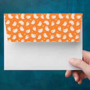 Orange Ghost Doodle Pattern Envelope