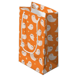 Orange Ghost Doodle Pattern Small Gift Bag