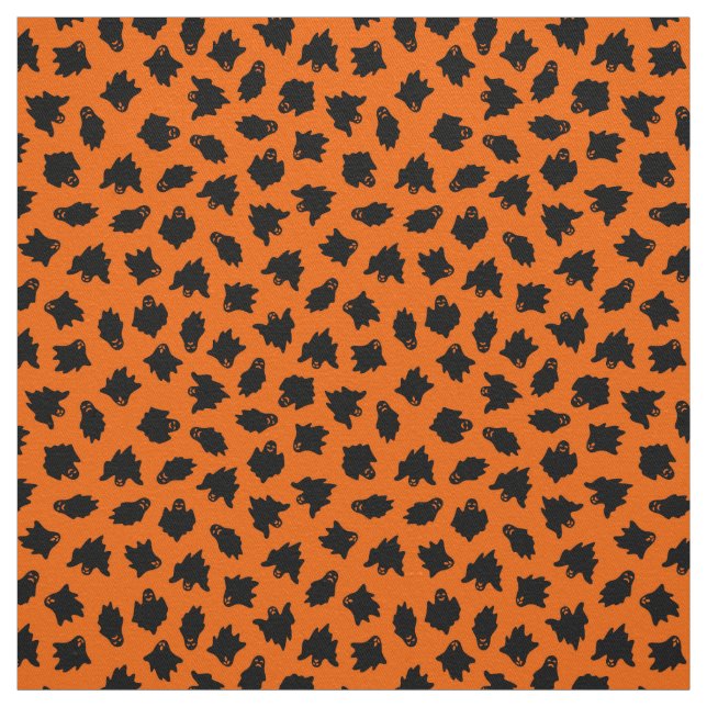 Orange Ghost Happy Halloween Modern Fabric (Swatch)