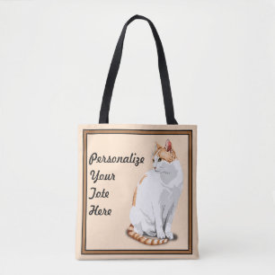 Orange Ginger and White Cat Personalised Tote Bag