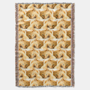 Orange Ginger Cat Pattern Throw Blanket