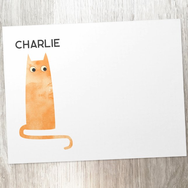 Orange Ginger Cat Personalised Notepad (Orange Ginger Cat watercolor fun personalized custom name notepad)