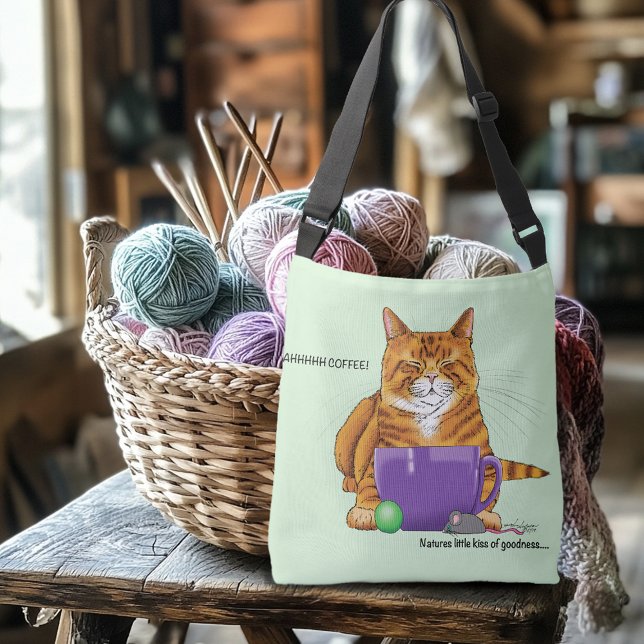 Orange Ginger Coffee Cat Funny Crossbody Bag (Creator Uploaded)