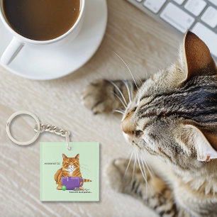 Orange Ginger Coffee Cat Funny Key Ring