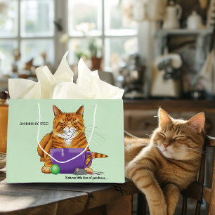 Orange Ginger Coffee Cat Funny Large Gift Bag