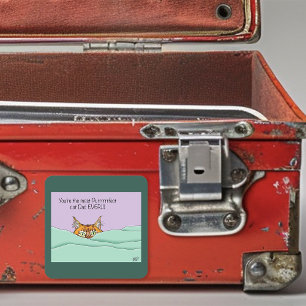 Orange Ginger Purple Cute Cat Dad Father’s Day Square Sticker