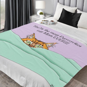 Orange Ginger Purple Cute Cat Mum Mother’s Day Fleece Blanket