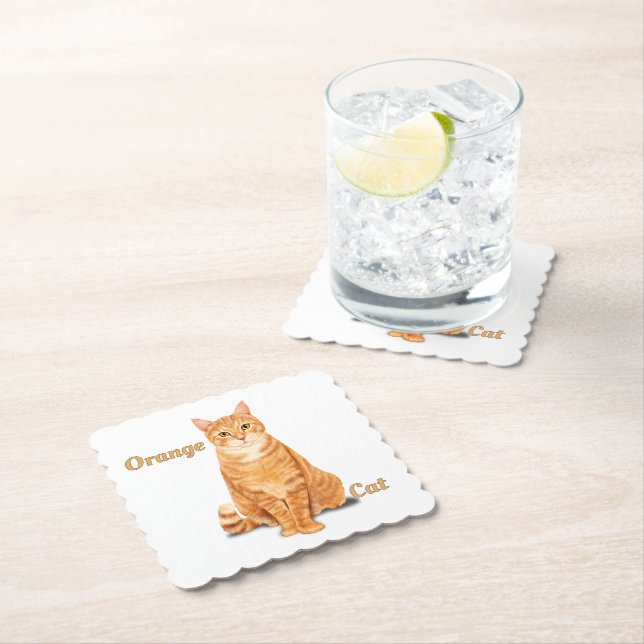 Orange Ginger Tabby Cat Personalised Paper Coaster (Insitu)