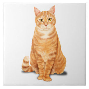 Orange Ginger Tabby Tiger Cat Custom Tile