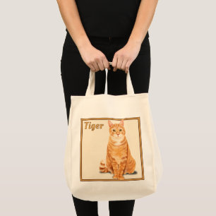 Orange Ginger Tabby Tiger Cat Personalised Grocery Tote Bag