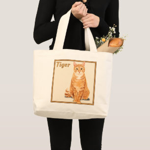 Orange Ginger Tabby Tiger Cat Personalised  Large Tote Bag