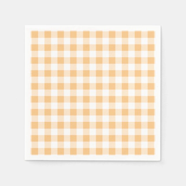 Orange Gingham baby shower Napkin (Front)