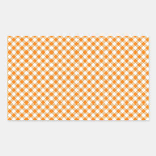 Orange Gingham Background Rectangle Sticker