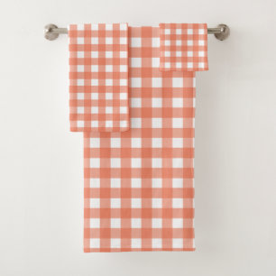 Orange gingham bath towel set
