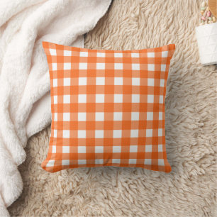 Orange Gingham Check Cushion