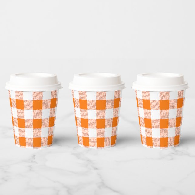 orange gingham check paper cup (Multi)