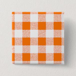 Orange Gingham Check Pattern 15 Cm Square Badge