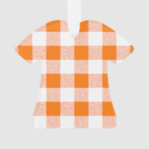 Orange Gingham Check Pattern Ornament