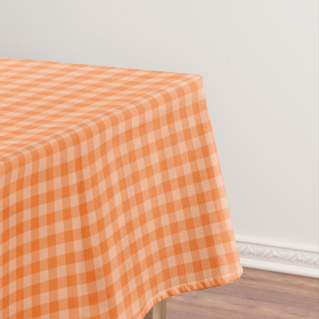 Orange Gingham Checked Pattern | Fall Colours Tablecloth (In Situ)