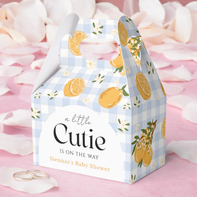 Orange Gingham Citrus Baby Shower Favour Box (Wedding)