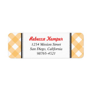 Orange gingham country rustic charm return address
