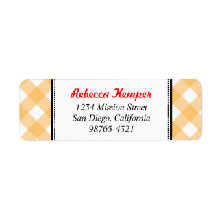 Orange gingham country rustic charm return address
