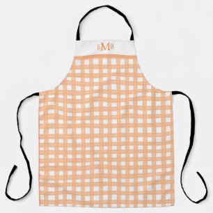 Orange Gingham Custom Monogram Initials Apron