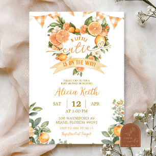 Orange Gingham Cutie Heart Baby Shower Invitation