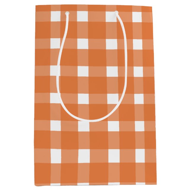 Orange Gingham Fall Baby Shower Medium Gift Bag (Front)