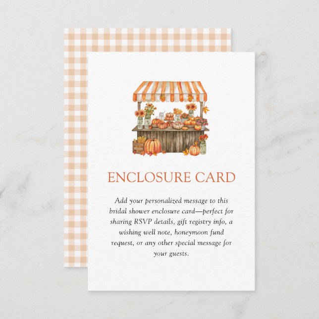 Orange Gingham Fresh Off The Market Enclosure Card (Front/Back)