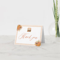 Orange Gingham Fresh Off The Market Thank you Card