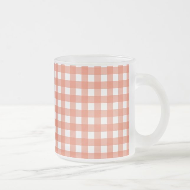 Orange gingham frosted glass coffee mug (Right)