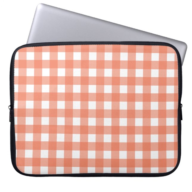 Orange gingham laptop sleeve (Front)