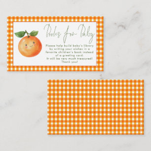 Orange Gingham Little Cutie Books for Baby Shower Enclosure Card