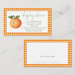 Orange Gingham Little Cutie Display Baby Shower Enclosure Card