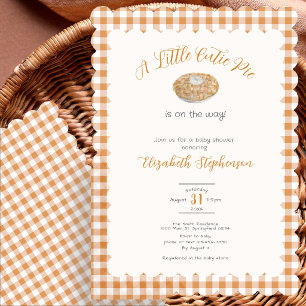 Orange Gingham Little Cutie Pie Baby Shower Invitation