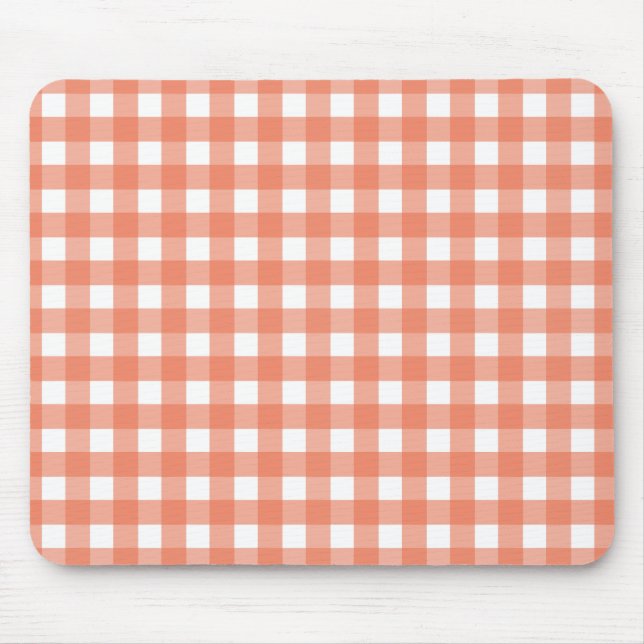 Orange gingham mouse mat (Front)