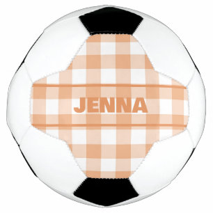 ORANGE GINGHAM PLAID PERSONALIZED FOOTBALL