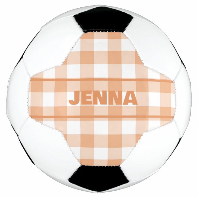 ORANGE GINGHAM PLAID PERSONALIZED FOOTBALL (Front)
