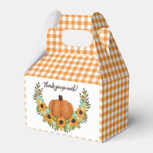 Orange Gingham Pumpkin & Sunflowers Thank You Favour Box