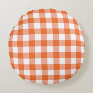 Orange Gingham Reversible Throw Pillow