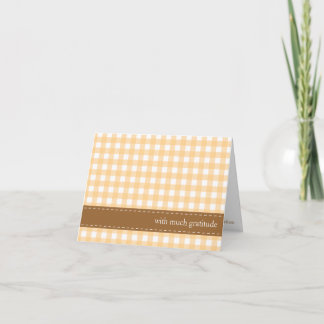 Orange gingham ribbon custom photo thank you card