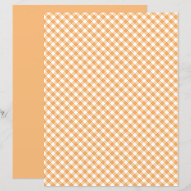 Orange Gingham Scrapbook Paper (Front/Back)