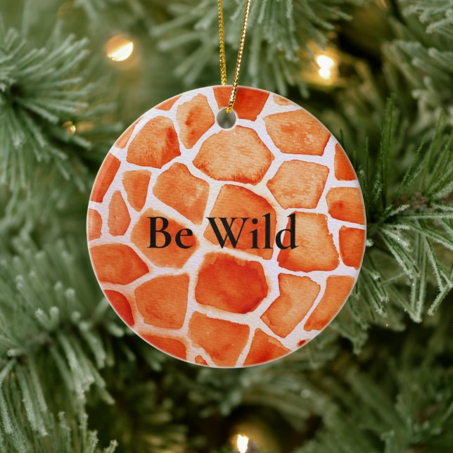Orange Giraffe Animal Print Ceramic Tree Decoration (Tree)