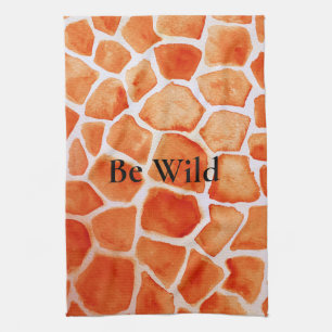 Orange Giraffe Animal Print Tea Towel