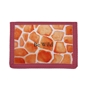Orange Giraffe Animal Print Trifold Wallet